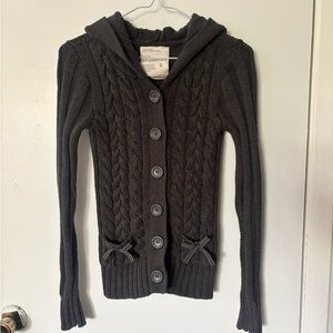 Y2K Aeropostale hooded cardigan with bow pockets rare horror game protagonist
